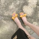 Chunky Heel Bow Accent Slide Sandals