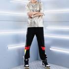Set: Elbow-sleeve T-shirt + Color Panel Jogger Pants