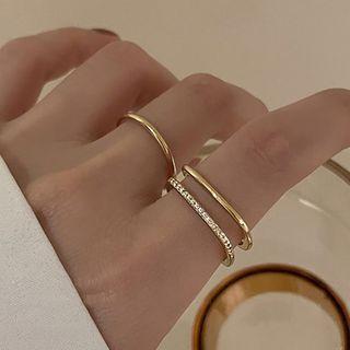 Set Of 2: Alloy Ring (various Designs) Gold - One Size