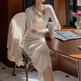 Asymmetrical Midi Knit Dress