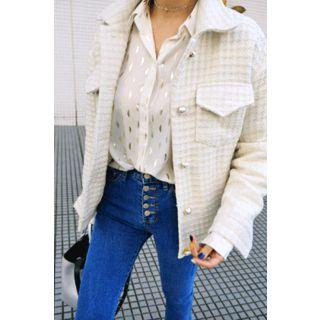 Faux-pearl Pocket-detail Jacket