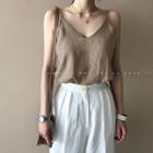 Spaghetti-strap Plunge-neck Top