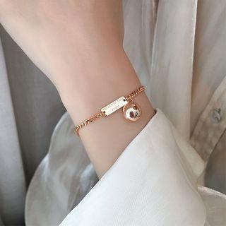 925 Sterling Silver Ball Pendant Bracelet Gold - One Size