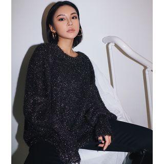Loose-fit Glitter Furry-knit Sweater