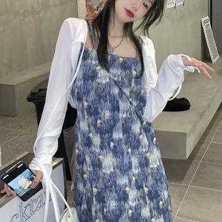 Spaghetti Strap Tie-dyed Dress / Tie-front Bolero