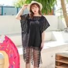 Set: Plain Swimsuit + Lace Cover-up