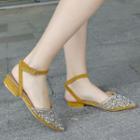 Ankle-strap Embellished Pointy-toe Flats