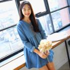Lace-up Denim A-line Mini Dress