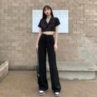 Short-sleeve Double Breasted Blazer / Wide-leg Pants