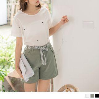 Contrast Stripe High-waist Shorts