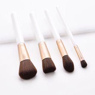 Set Of 4 : Make-up Brush Set Of 4 - Wooden Handle - T-04-029 - White - One Size