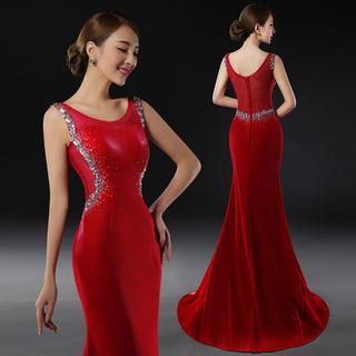 Rhinstone Sleeveless Mermaid Evening Gown