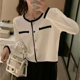 Oversize Color Block Cardigan