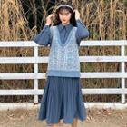 Patterned Knit Vest / Long-sleeve Dress