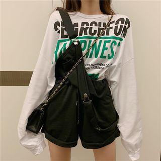 Lettering Long-sleeve T-shirt / Jumper Shorts