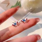 Butterfly Alloy Earring 1 Pair - S925 Silver - Red & White - One Size