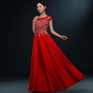 Cap Sleeves Embellished Evening Gown