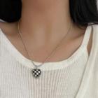 Heart Checker Pendant Alloy Necklace