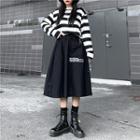 Striped Long-sleeve T-shirt / Midi A-line Skirt / Set