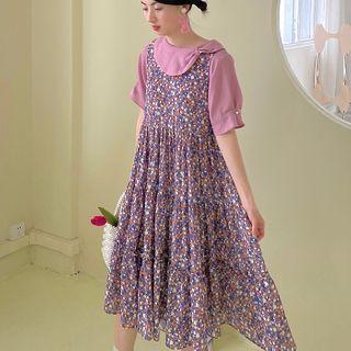 Flower Print Midi Jumper Dress