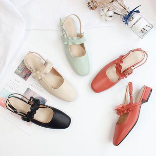 Faux Leather Slingback Low-heel Sandals