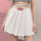 Lettering Embroidered High-waist Skirt