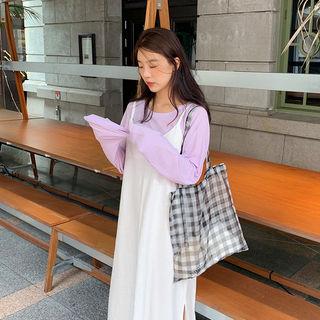 Sheer Plaid Shopper Bag