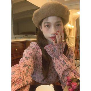 Long-sleeve Floral Top Pink - One Size