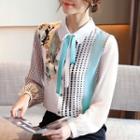Floral Dotted Tie-neck Blouse