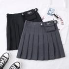 High-waist Pleated Mini Skirt With Waistbag