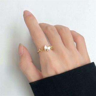 Butterfly Rhinestone Ring Gold - One Size