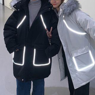 Long-sleeve Furry Trim Long Jacket