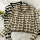 Striped Slim-fit V-neck Cardigan