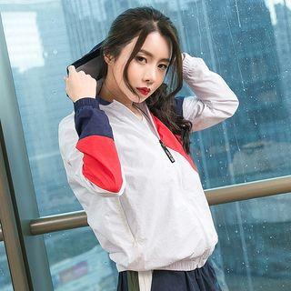 Color Block Hooded Sports Jacket