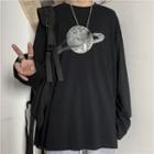 Couple Matching Planet Print Long-sleeve T-shirt
