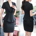 Short-sleeve Blazer / Camisole / Short-sleeve Mini Pencil Skirt / Set
