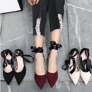 Ankle-tie Kitten-heel Pumps