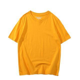 Short-sleeve Plain Loose Fit Cotton T-shirt