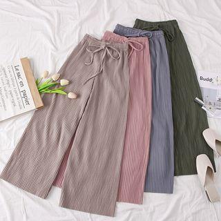 High-waist Drawcord Wide-leg Pants