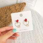 Alloy Heart Dangle Earring 1 Pair - Alloy Heart S925 Sterling Silver Pin Stud Earring - Red - One Size