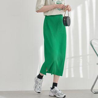 Band-waist Pleated Long H-line Skirt