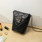 Quilted Flap Bucket Bag Black - One Size
