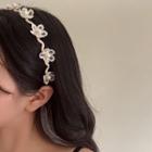 Flower Faux Pearl Headband Off-white - One Size