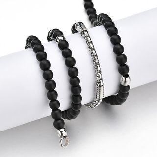 Beaded Necklace Black & Silver - One Size