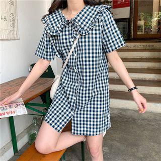 Checked Short-sleeve Shirtdress