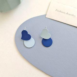 Heart Asymmetrical Alloy Dangle Earring 1 Pair - Blue - One Size