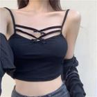 Bow Cropped Camisole Top / Long-sleeve T-shirt