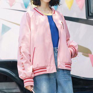 Clown Embroidered Long-sleeve Baseball Jacket