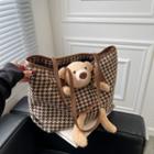 Houndstooth Bear Plush Shoulder Bag
