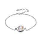 925 Sterling Silver Rotating Bead Bracelet With Austrian Element Crystal Silver - One Size